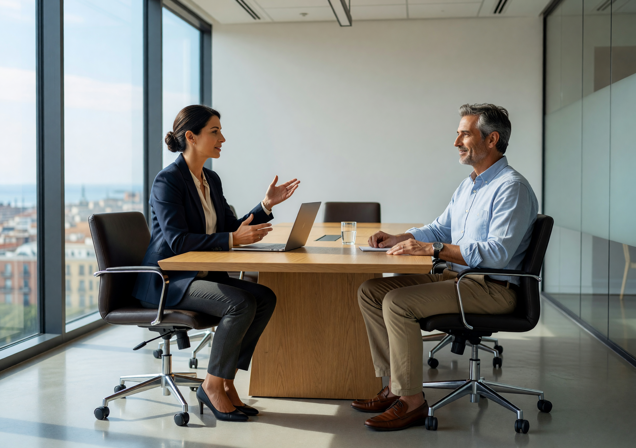 Sesión de coaching de comunicación en entorno profesional